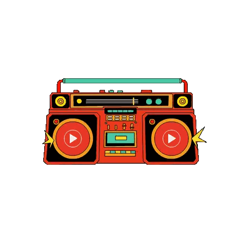 Colorful Boombox With Lightning Bolts Sticker