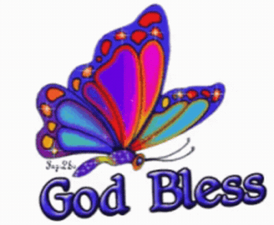Colorful Butterfly Saying God Bless GIF