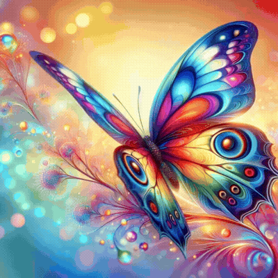Colorful Butterfly Sitting On Flower GIF