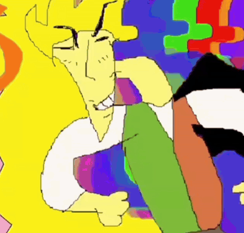 Colorful Cartoon Character With Beard And Long Hair GIF