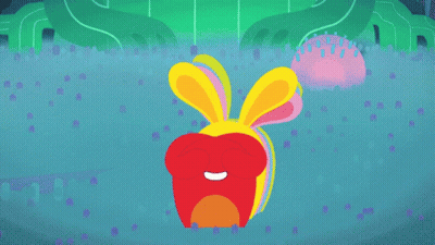Colorful Cartoon Rabbits Stacked GIF