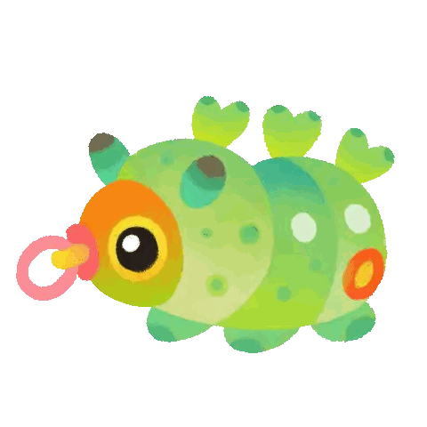 Colorful Caterpillar With Hearts Sticker