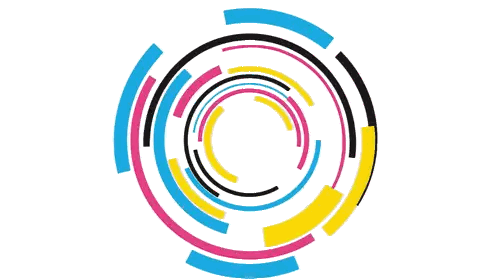 Colorful Circles On A White Background With A Black Circle In The Center Sticker