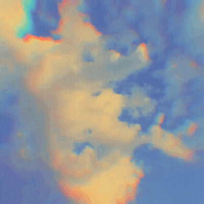 Colorful Clouds In A Blue Sky With A Rainbow In The Middle GIF