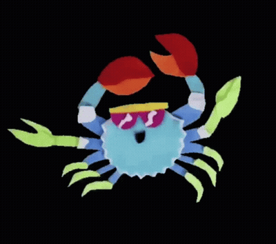 Colorful Crab Wearing Sunglasses And Hat GIF