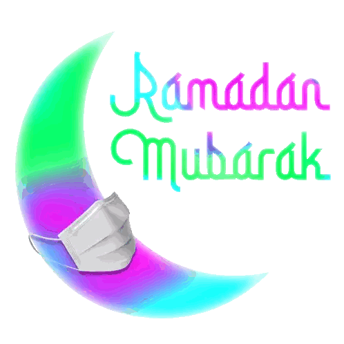 Colorful Crescent Moon Ramadan Mubarak Sticker