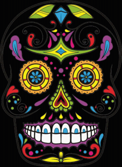 Colorful Day Of The Dead Sugar Skull Smile GIF