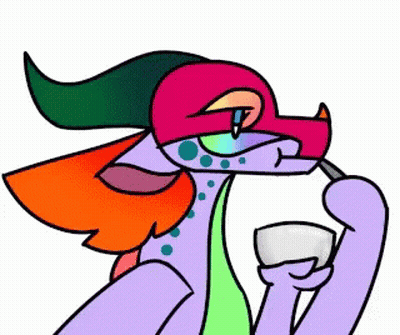 Colorful Dragon Drinking From Cup GIF