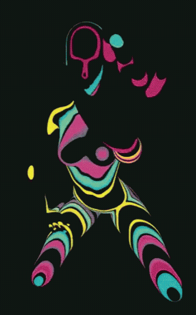 Colorful Drawing Of Woman Body On Black Background GIF