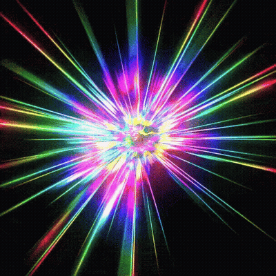 Colorful Explosion Of Light Against Black Backdrop GIF