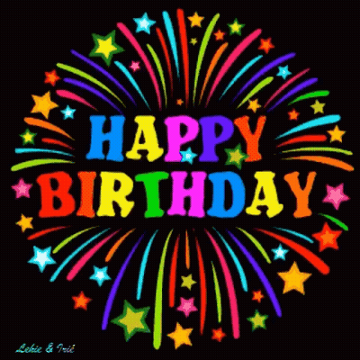 Colorful Firework Display Saying Happy Birthday GIF