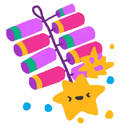 Colorful Fireworks And Yellow Star Sticker