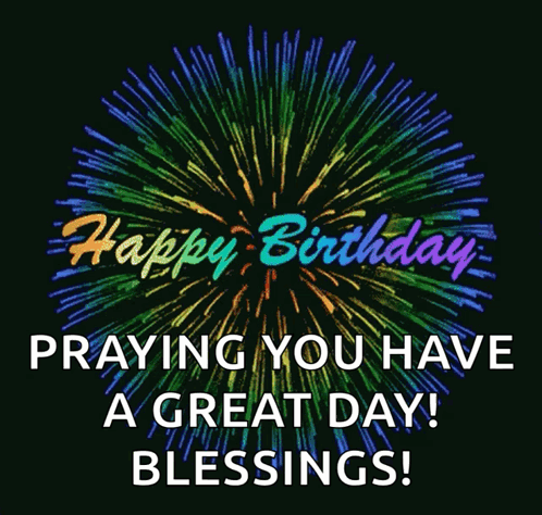 Colorful Fireworks Display Happy Birthday Blessings GIF