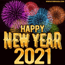 Colorful Fireworks Display Happy New Year 2021 GIF