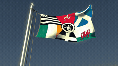 Colorful Flag With Celtic Symbol GIF