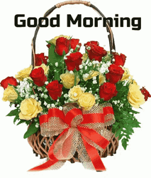 Colorful Flower Basket Happy Good Morning GIF