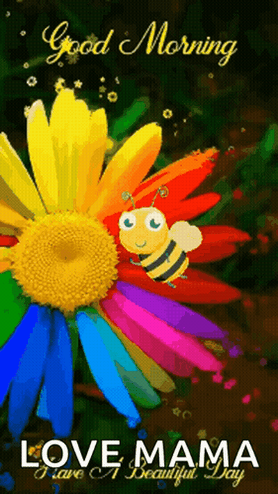 Colorful Flower Bee Good Morning Love Mama GIF