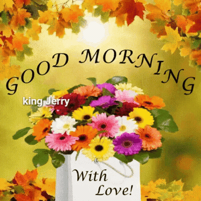 Colorful Flower Bouquet With Good Morning Love GIF