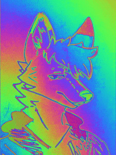 Colorful Fox Head With Rainbow Background GIF