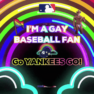Colorful Gay Baseball Fan Go Yankees Go Poster GIF