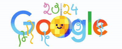 Colorful Google Logo With Checkered Face GIF