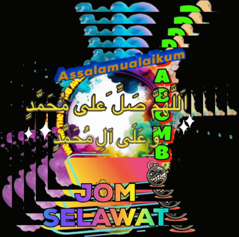 Colorful Graphic Saying Assalamualaikum Jom Selawat GIF