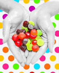 Colorful Gummies On Palm GIF