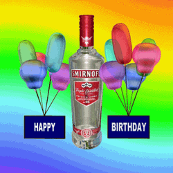 Colorful Happy Birthday Balloons With Wine GIF