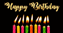 Colorful Happy Birthday Candles In The Dark GIF