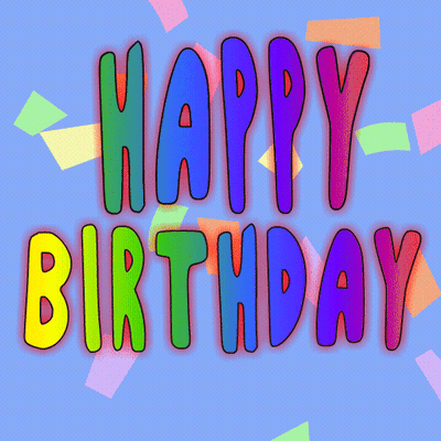 Colorful Happy Birthday Greeting Card With Confetti GIF