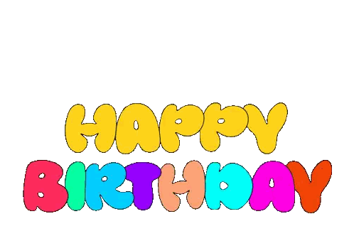 Colorful Happy Birthday Sign With Red Heart Sticker