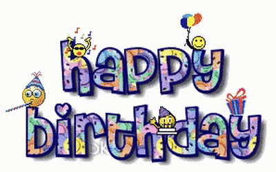 Colorful Happy Birthday Sign With Smiley Faces GIF