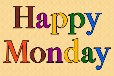 Colorful Happy Monday Sign On Tan Background GIF