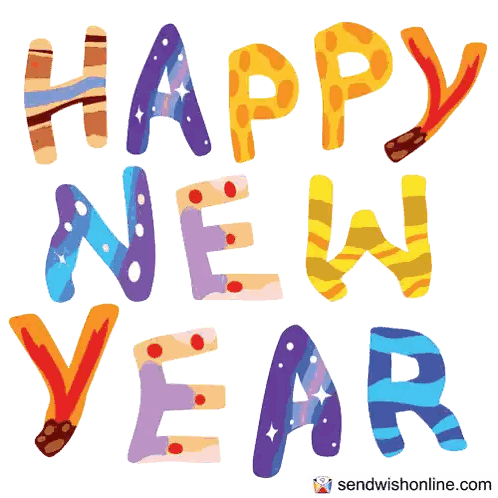 Colorful Happy New Year Card Sticker