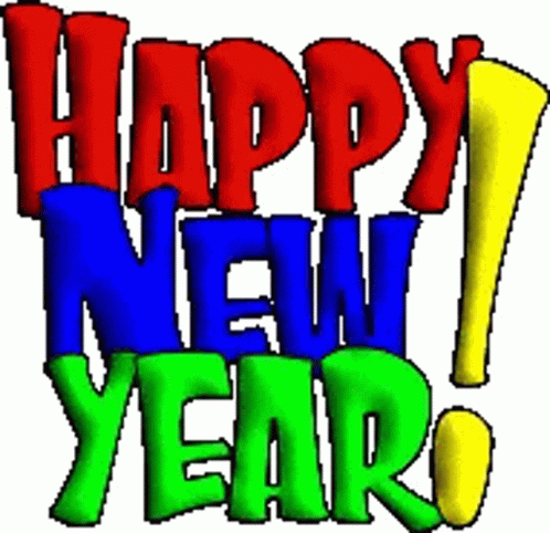 Colorful Happy New Year Red Blue Green Letters GIF