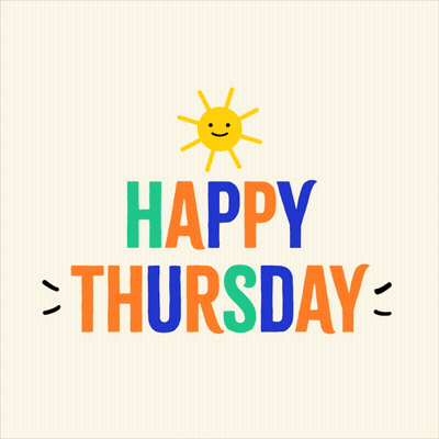 Colorful Happy Thursday Sign With Smiling Sun GIF