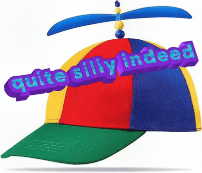 Colorful Hat With Propeller Says Quite Silly Indeed GIF