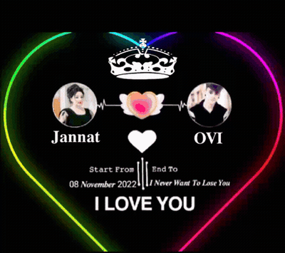 Colorful Heart With Jannat And Ovi GIF