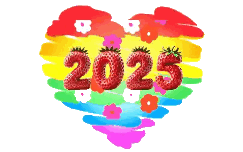 Colorful Heart With Strawberries 2025 Sticker
