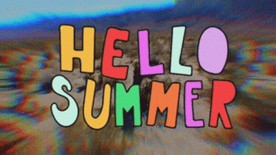 Colorful Hello Summer Sign On Desert Background GIF
