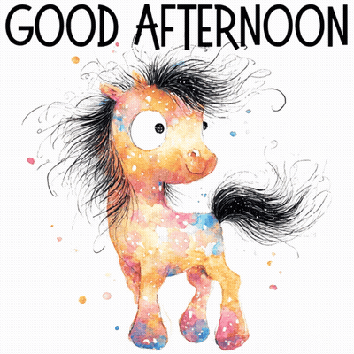Colorful Horse Saying Good Afternoon GIF