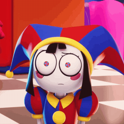 Colorful Jester Hat Cartoon Character Looking GIF
