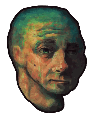 Colorful Man's Face With Shaved Head Sticker