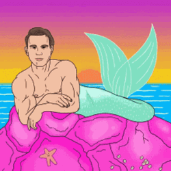 Colorful Mermaid Man GIF