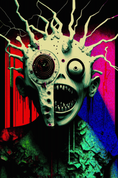 Colorful Monster With Large Eye And Large Mouth GIF