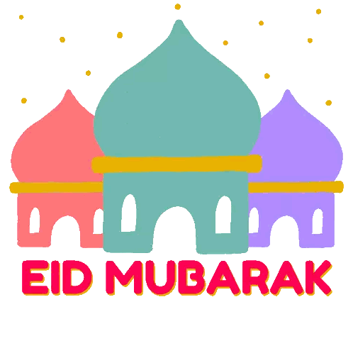 Colorful Mosque Eid Mubarak Illustration Sticker