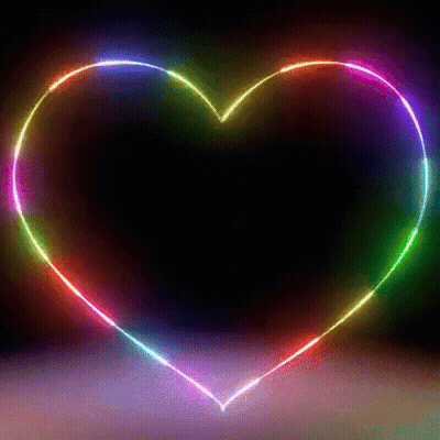 Colorful Neon Heart On Black GIF