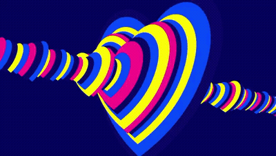 Colorful Optical Illusion Heart Blue Background GIF