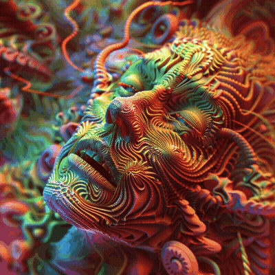 Colorful Painting Of Person's Face With Swirl Pattern GIF