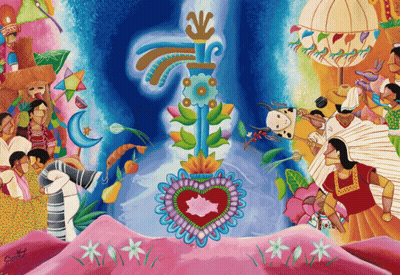 Colorful Painting With Heart And Sword GIF